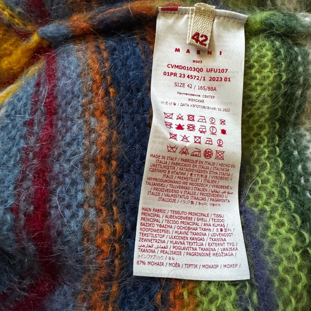 Marni Mohair iconic brushed stripes V-Neck multicolor SZ 42/6 NWT - Picture 7 of 8